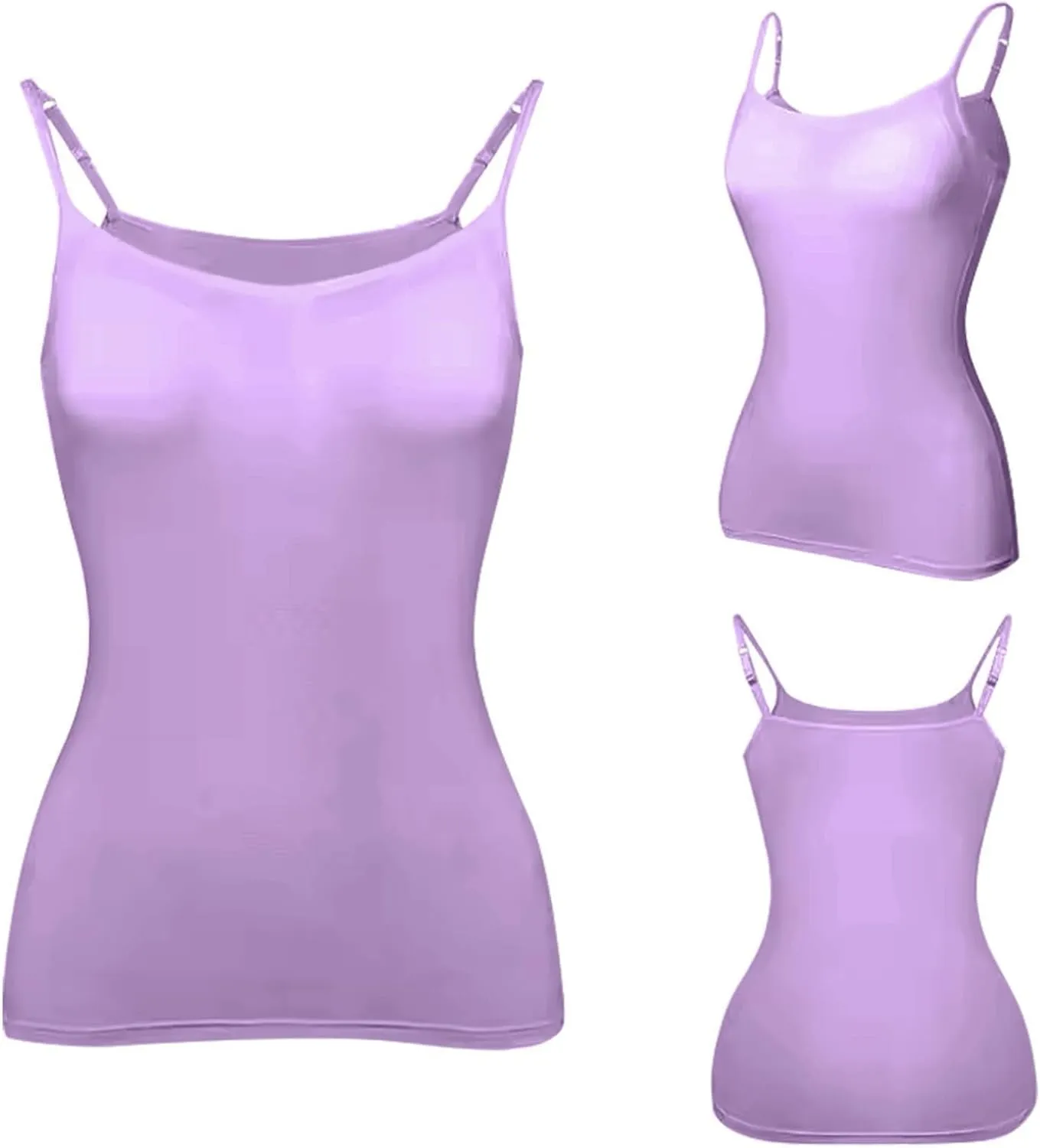 Womens Camisole with Shelf Bra Cotton Undershirts Basic Layer Camis Adjustable Spaghetti Strap Tank Tops