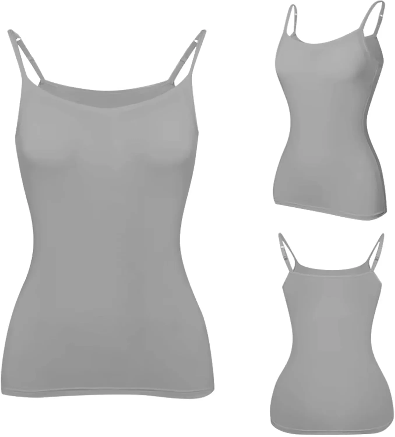 Womens Camisole with Shelf Bra Cotton Undershirts Basic Layer Camis Adjustable Spaghetti Strap Tank Tops