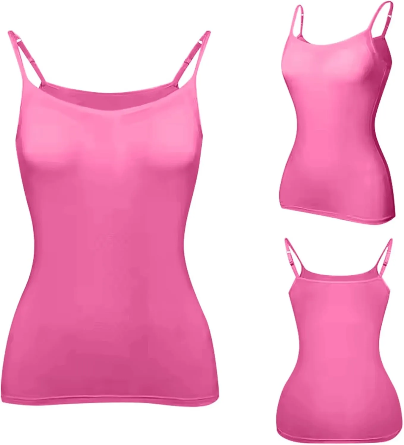 Womens Camisole with Shelf Bra Cotton Undershirts Basic Layer Camis Adjustable Spaghetti Strap Tank Tops