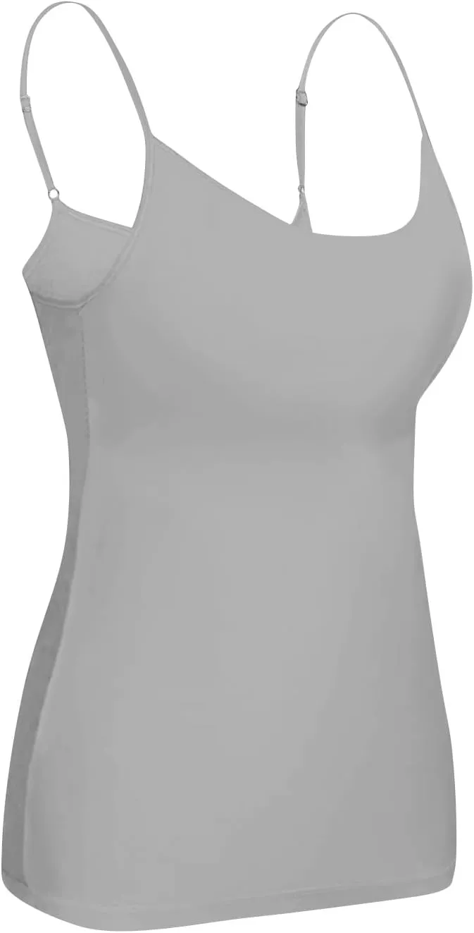 Womens Camisole with Shelf Bra Cotton Undershirts Basic Layer Camis Adjustable Spaghetti Strap Tank Tops