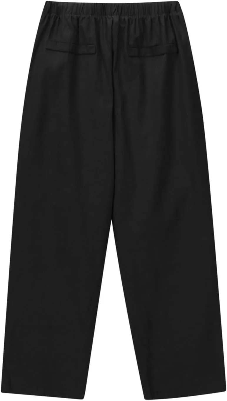 Women's Casual Cotton Linen Pants Summer Wide Straight Leg Lounge Trousers Elastic Waist Drawstring Pant with Pockets