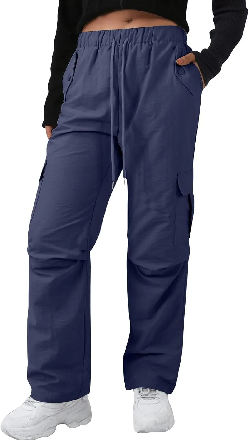 Women's Casual Waist Drawstring Pocket Work Dressy Loose Fit Fashion Pants