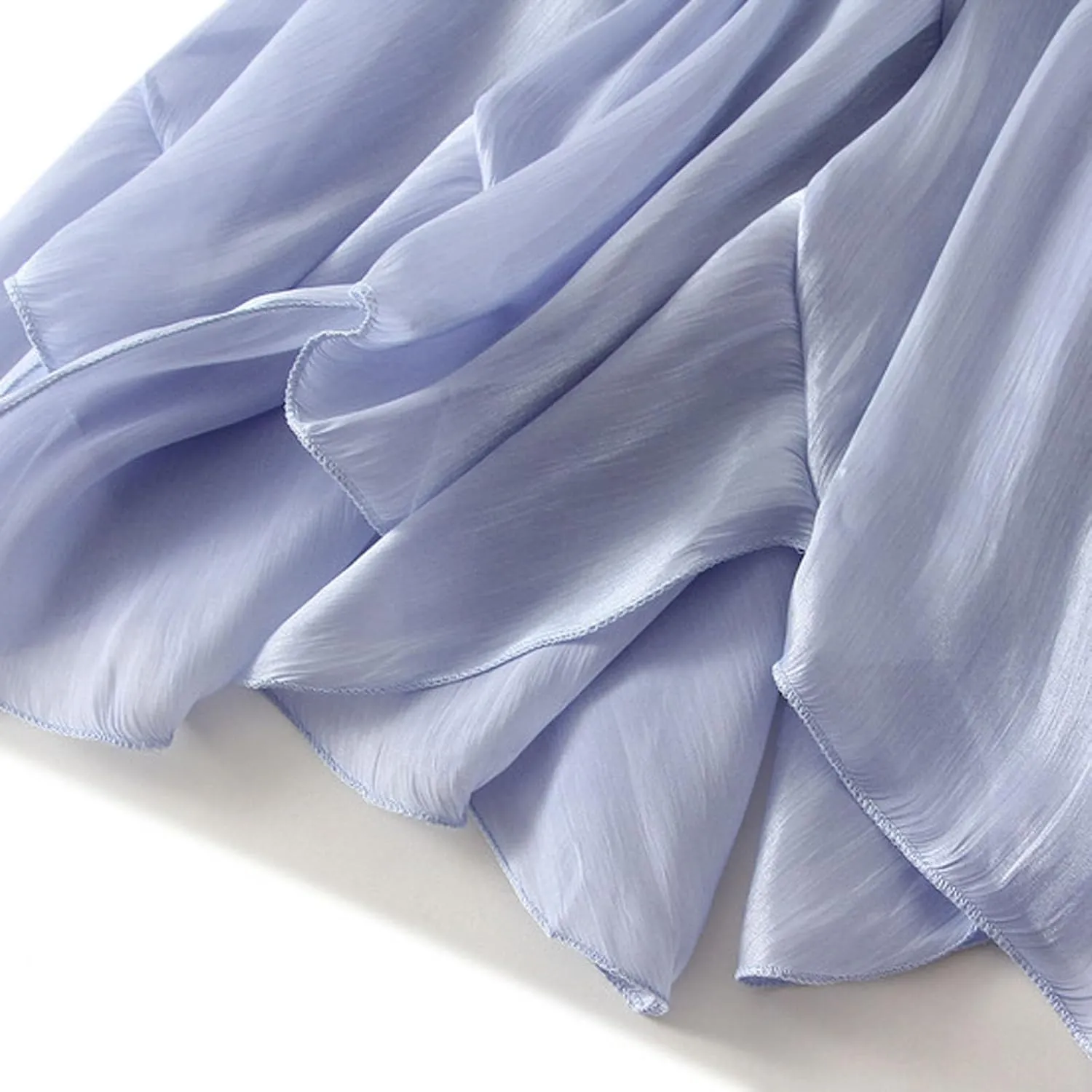 Women's Chiffon Flowy Long Skirt Asymmetrical Hem Elastic Waist Beach Skirts Lightweight Summer Casual Maxi Dress