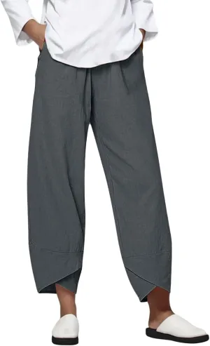 Womens Cotton Linen Casual Summer Capri Pants Printed Cropped Comfy Baggy Trousers with Pockets Palazzo Lounge Pants
