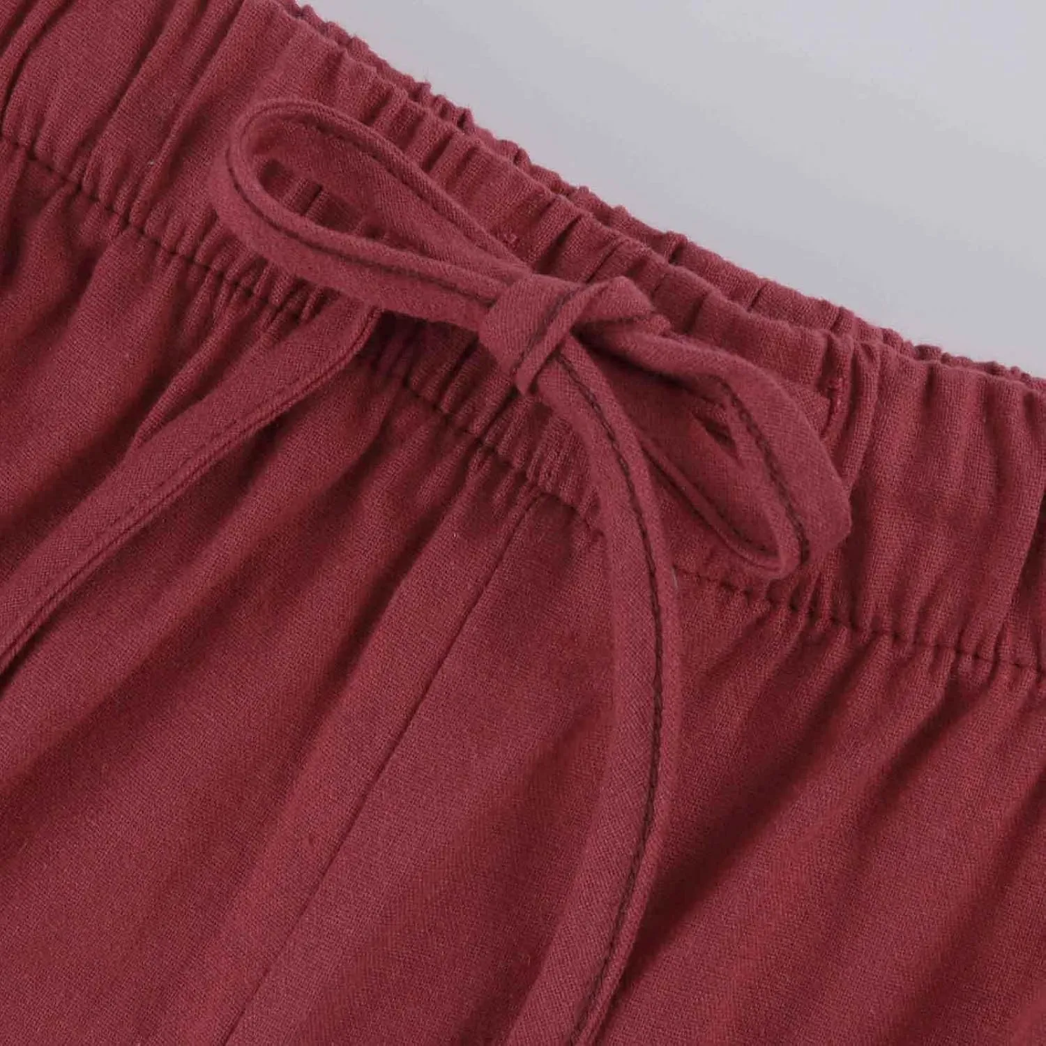 Women's Cotton Linen Pants Summer Casual Loose Drawstring High Waist Palazzo Wide Leg Capri Palazzo Loose Trousers