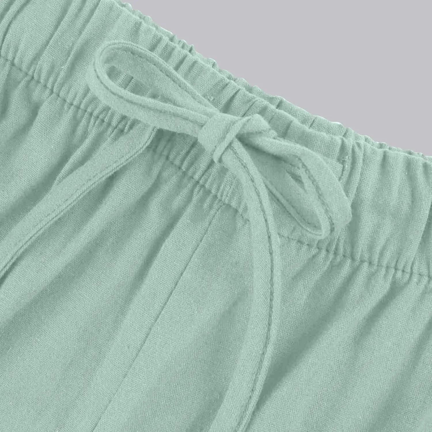 Women's Cotton Linen Pants Summer Casual Loose Drawstring High Waist Palazzo Wide Leg Capri Palazzo Loose Trousers