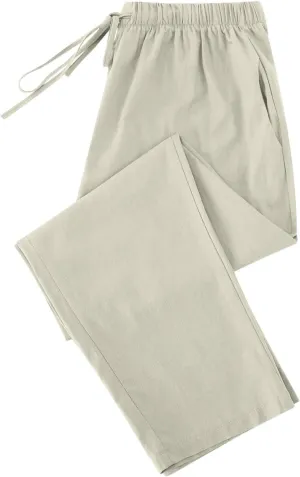 Women's Cotton Linen Summer Pants Wide Leg Casual Drawstring Elastic Pants Fashion Solid Color Trousers with Pockets