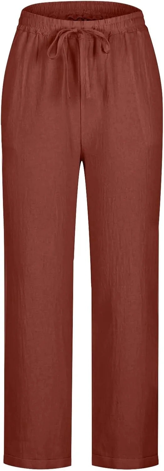 Womens Harem Pants Business Work Casual Lightweight Drawstring Elastic Waist Trousers 2025 Summer Outfits with Pockets