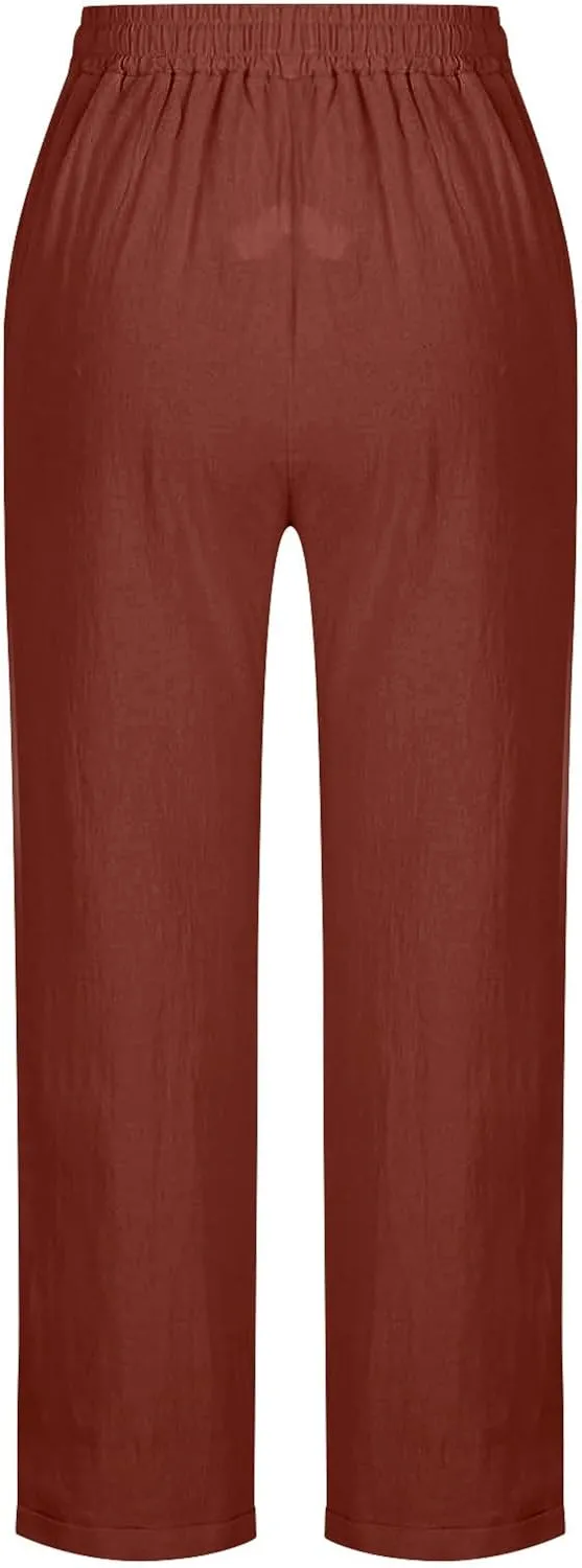 Womens Harem Pants Business Work Casual Lightweight Drawstring Elastic Waist Trousers 2025 Summer Outfits with Pockets