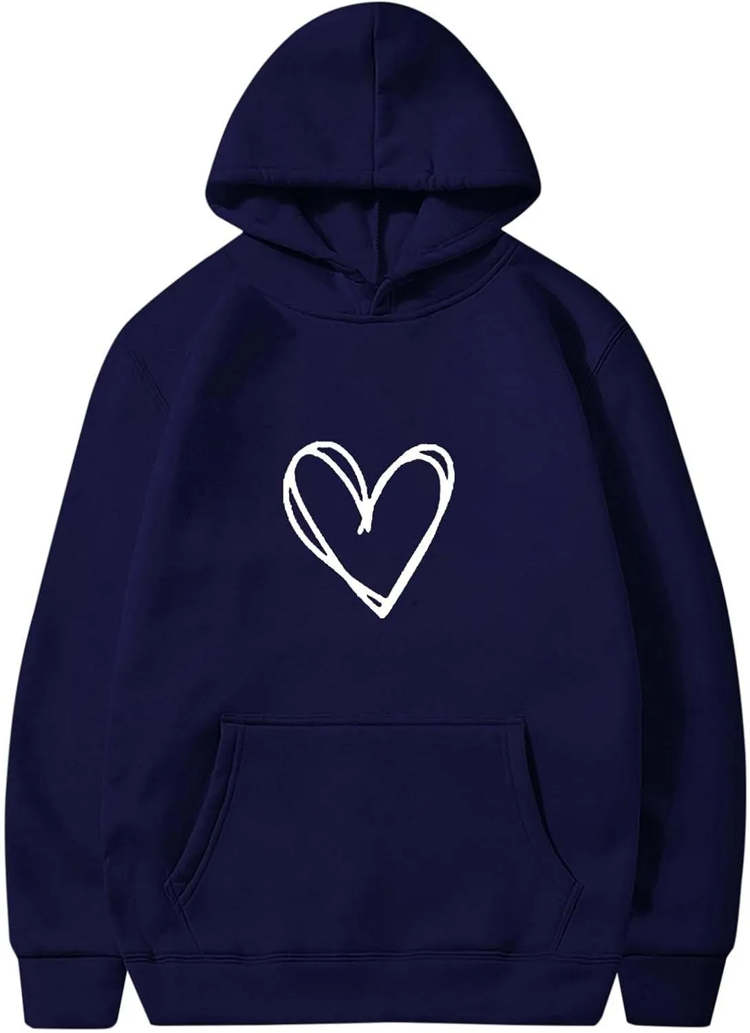 Womens Heart Print Hoodies Trendy Long Sleeve Love Graphic Sweatshirt Loose Casual Cute Fall Pullover Top with Pocket