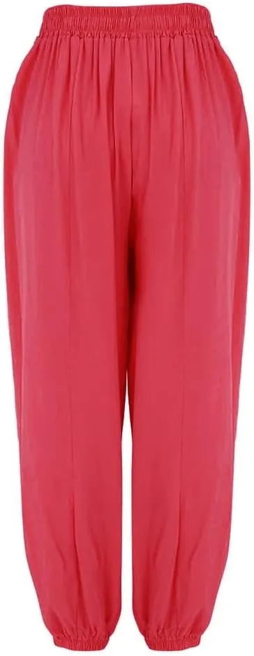 Women's Linen Pants Linen Wide Leg Pants for Women Casual Elastic Waisted Linen Pants for Women Flowy Lounge Beach Trousers