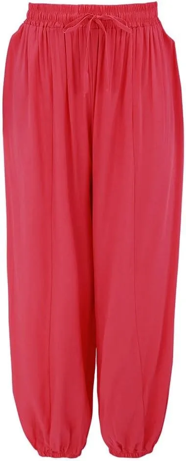 Women's Linen Pants Linen Wide Leg Pants for Women Casual Elastic Waisted Linen Pants for Women Flowy Lounge Beach Trousers