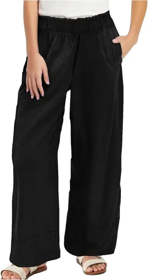 Womens Linen Pants with Pocket Summer High Waist Casual Wide Leg Pants Plus Size Trendy Flowy Palazzo Trousers