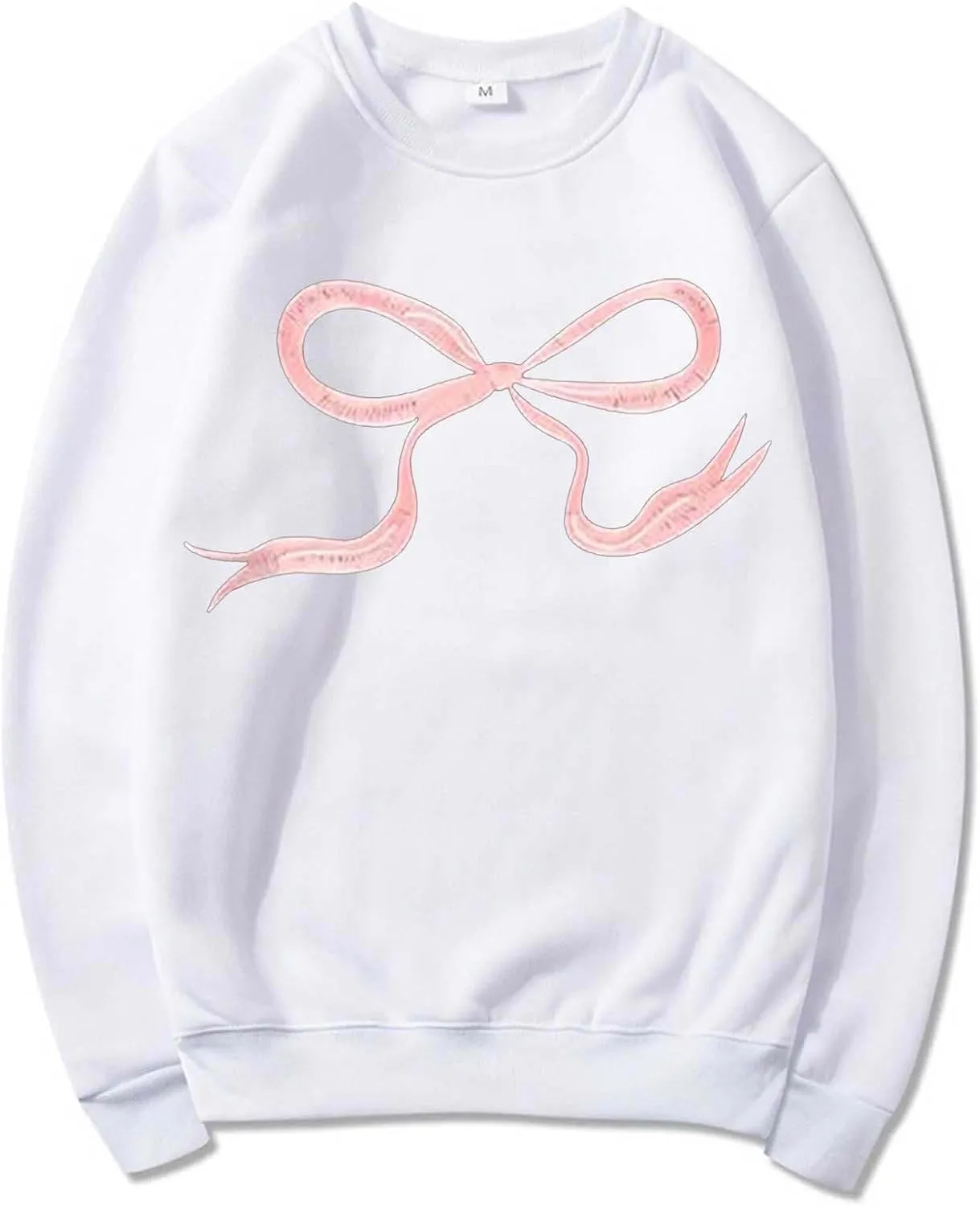 Womens Oversized Crewneck Sweatshirt Hoodies Women Cute Bow Graphic Sweatshirts Long Sleeve Fleece Pullover Bow Sweater Y2k