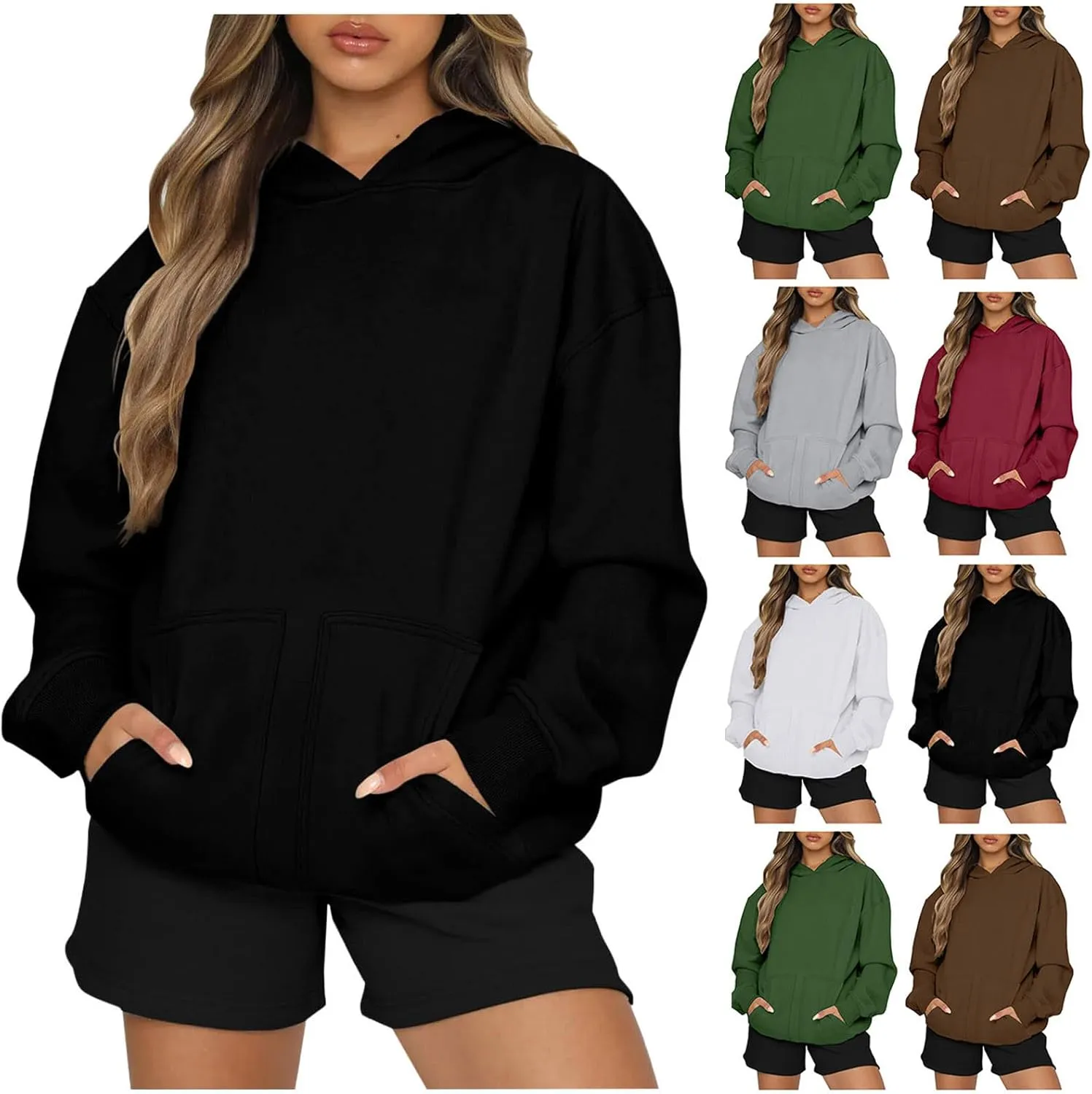 Womens Oversized Hoodies Sweatshirts Casual Long Sleeve Fleece Hooded Pullover Tops Fall Winter Clothes