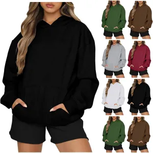 Womens Oversized Hoodies Sweatshirts Casual Long Sleeve Fleece Hooded Pullover Tops Fall Winter Clothes