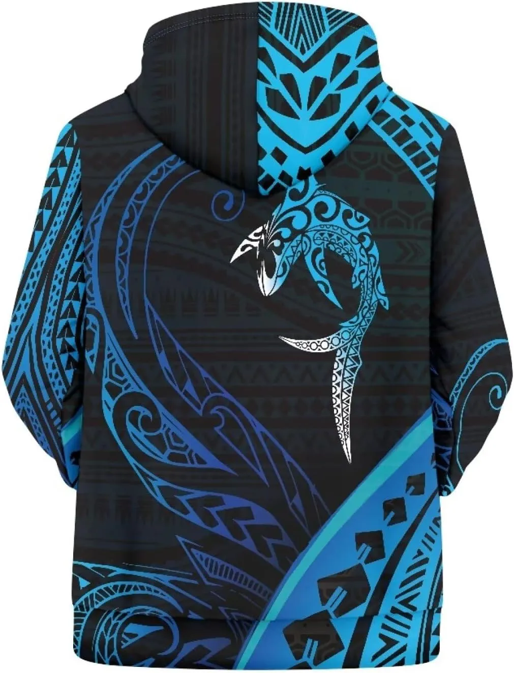 Womens Polynesian Tribal Tattoo Print Hoodies Drawstring Puletasi Tatau Ptaha Pullover Sweatshirt with Pocket