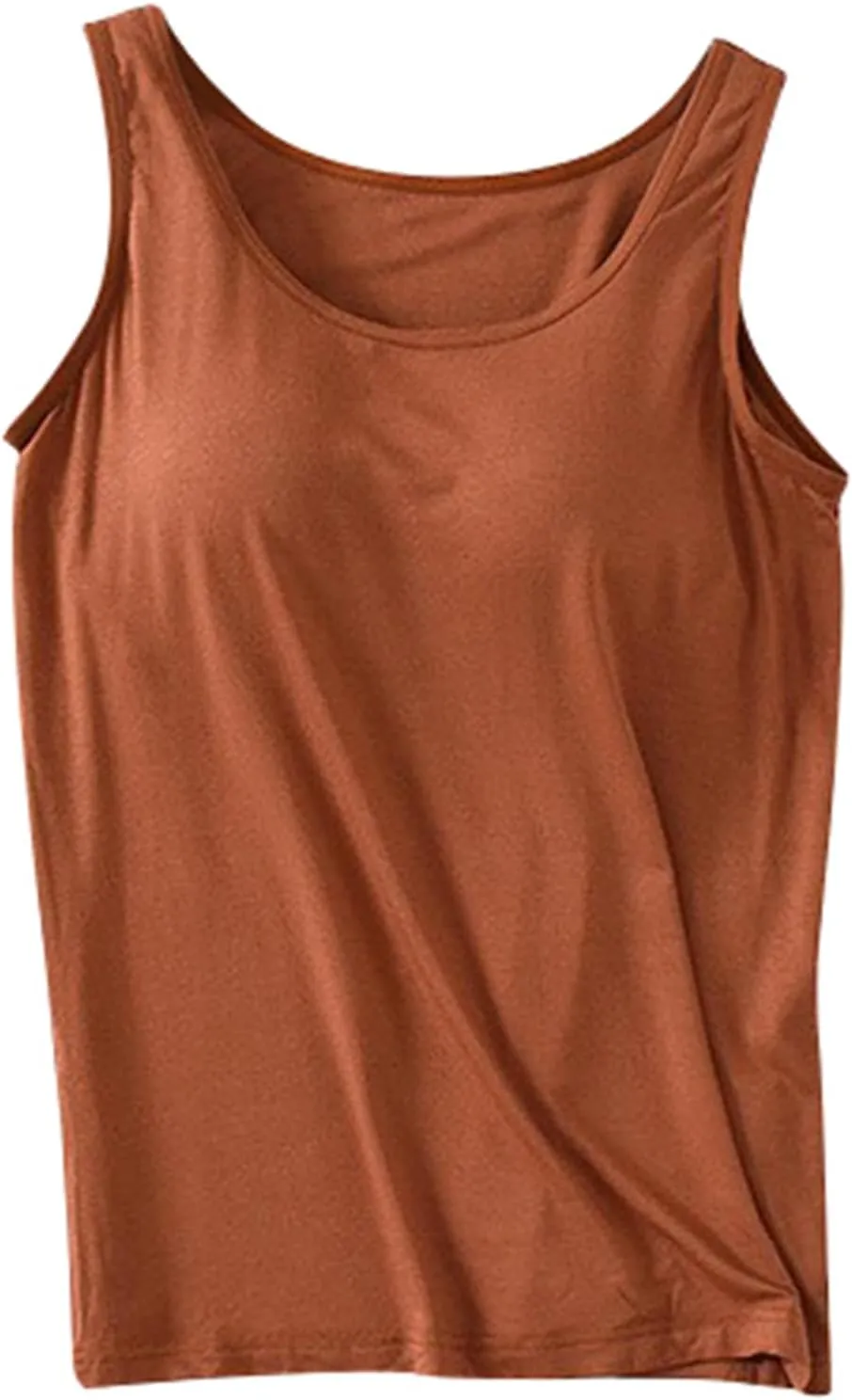 Women's Seamless Tank Tops Built in Bra No Pads Slim Fit Scoop Neck Long Camisoles Top Workout Yoga Sleeveless Shirts