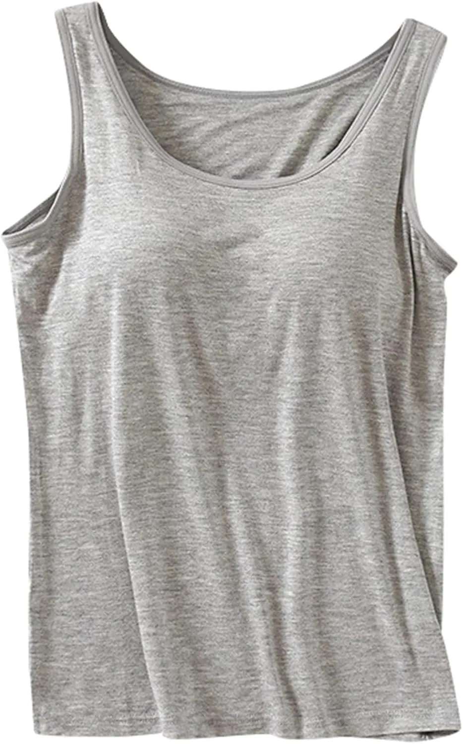 Women's Seamless Tank Tops Built in Bra No Pads Slim Fit Scoop Neck Long Camisoles Top Workout Yoga Sleeveless Shirts