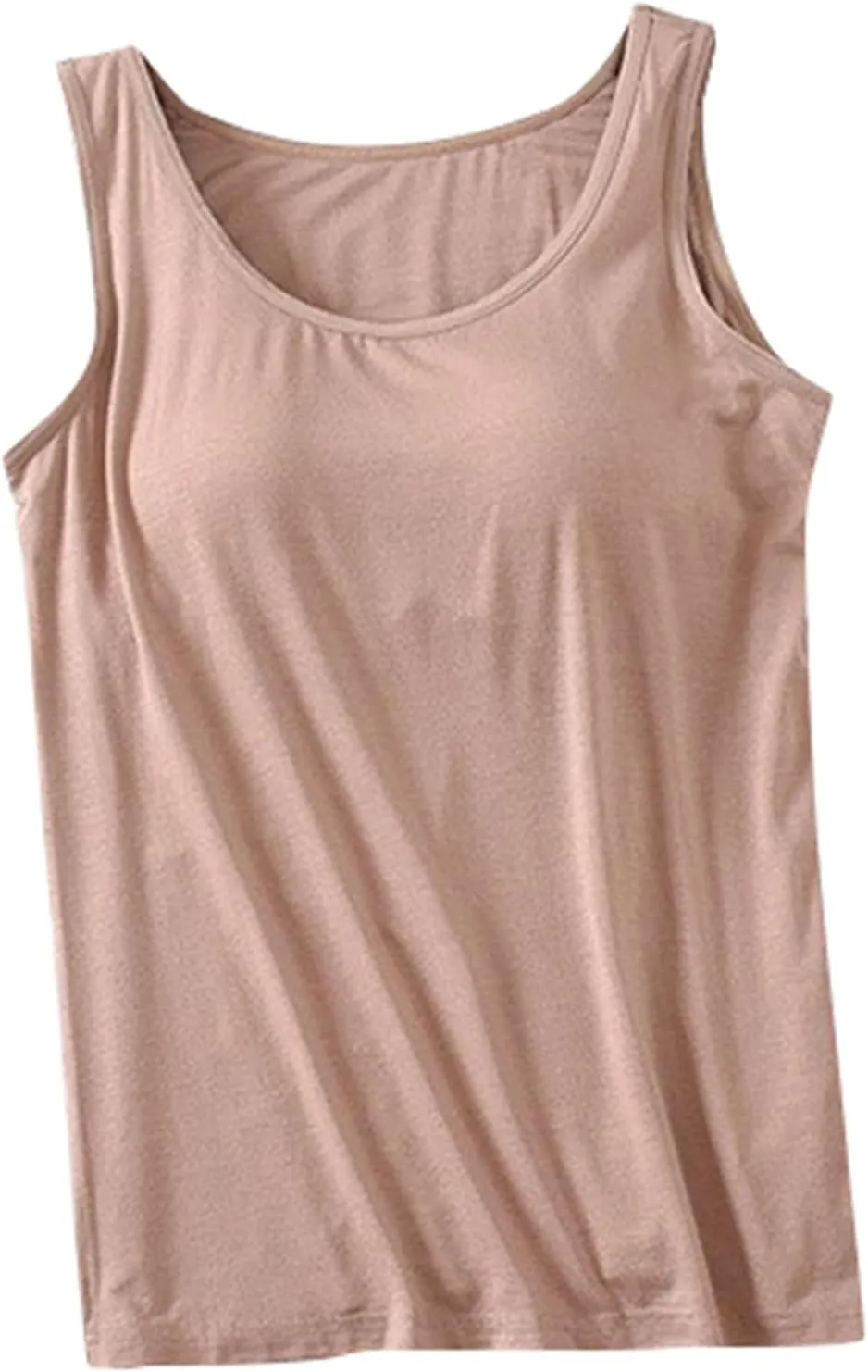 Women's Seamless Tank Tops Built in Bra No Pads Slim Fit Scoop Neck Long Camisoles Top Workout Yoga Sleeveless Shirts