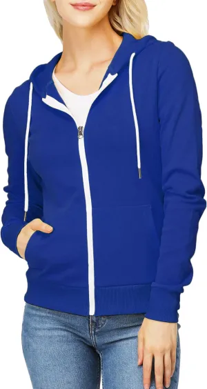 Women's Slim Fit Zip Up Hoodie Lightweight Long Sleeve Kangaroo Pocket Basic Casual wear