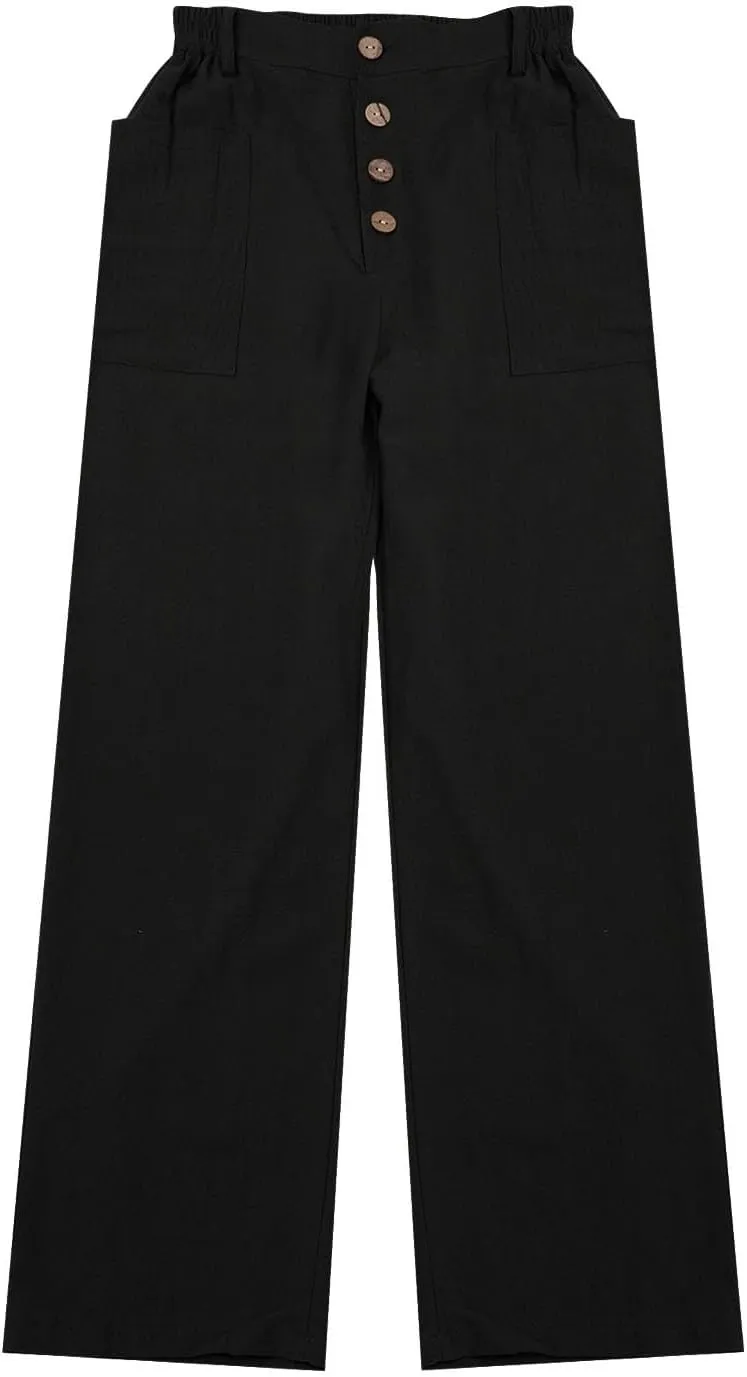 Womens Summer Linen Tapered Pants Belted Button Down Roll Up Capri Pants Hiking Workout Casual Loose Cropped Trousers