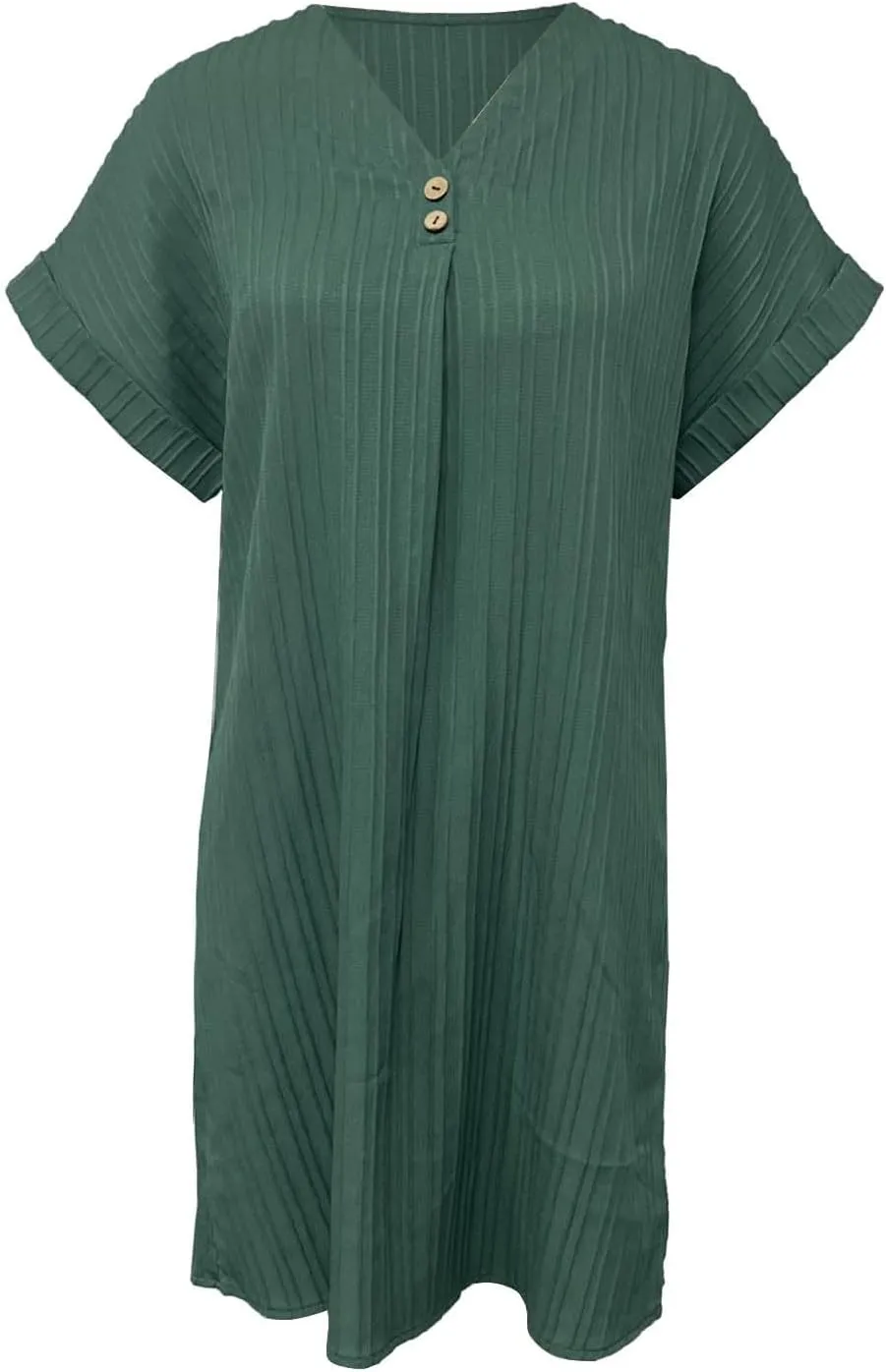 Womens Summer Shirt Dress 2025 Short Sleeve V Neck Buttons Dress Casual Loose Beach Mini T Shirt Sundress with Pockets