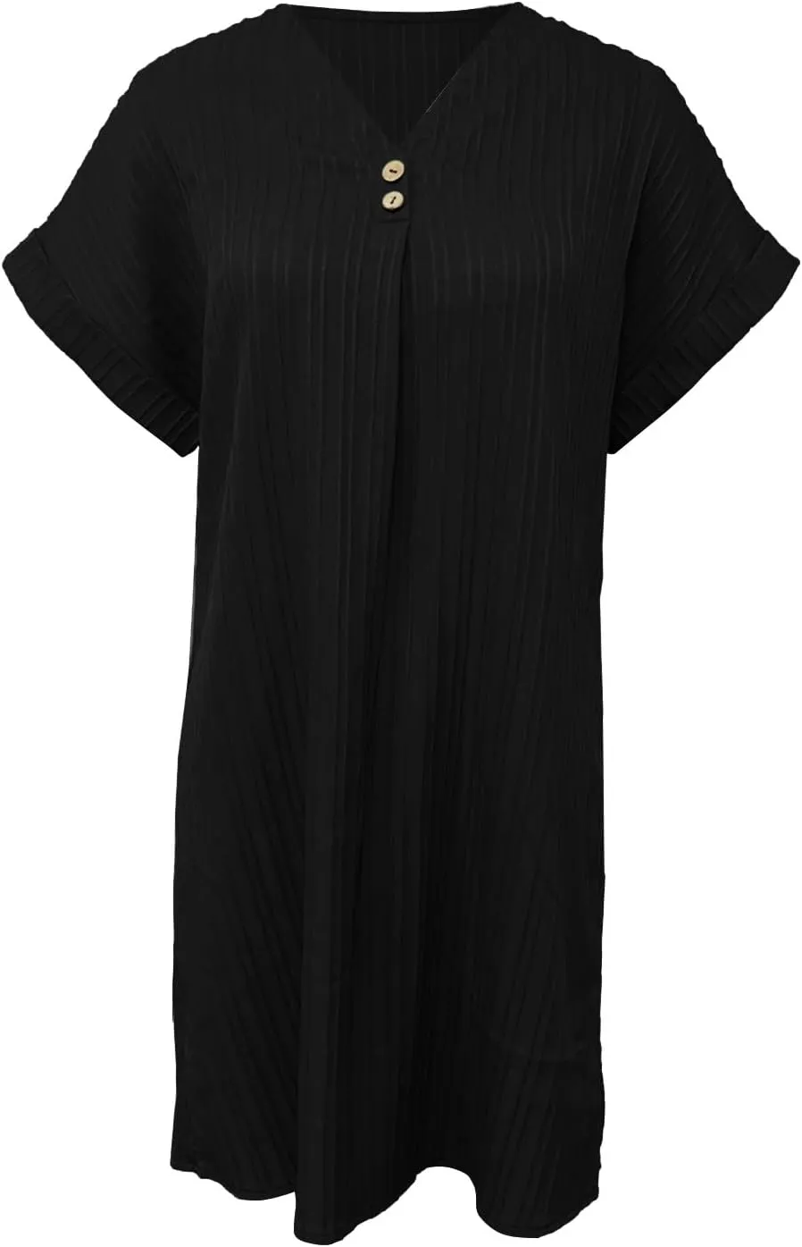 Womens Summer Shirt Dress Short Sleeve A Line Shift Dress Casual Loose Fit Beach Sundress Shirt Tunic Dresses with Pockets