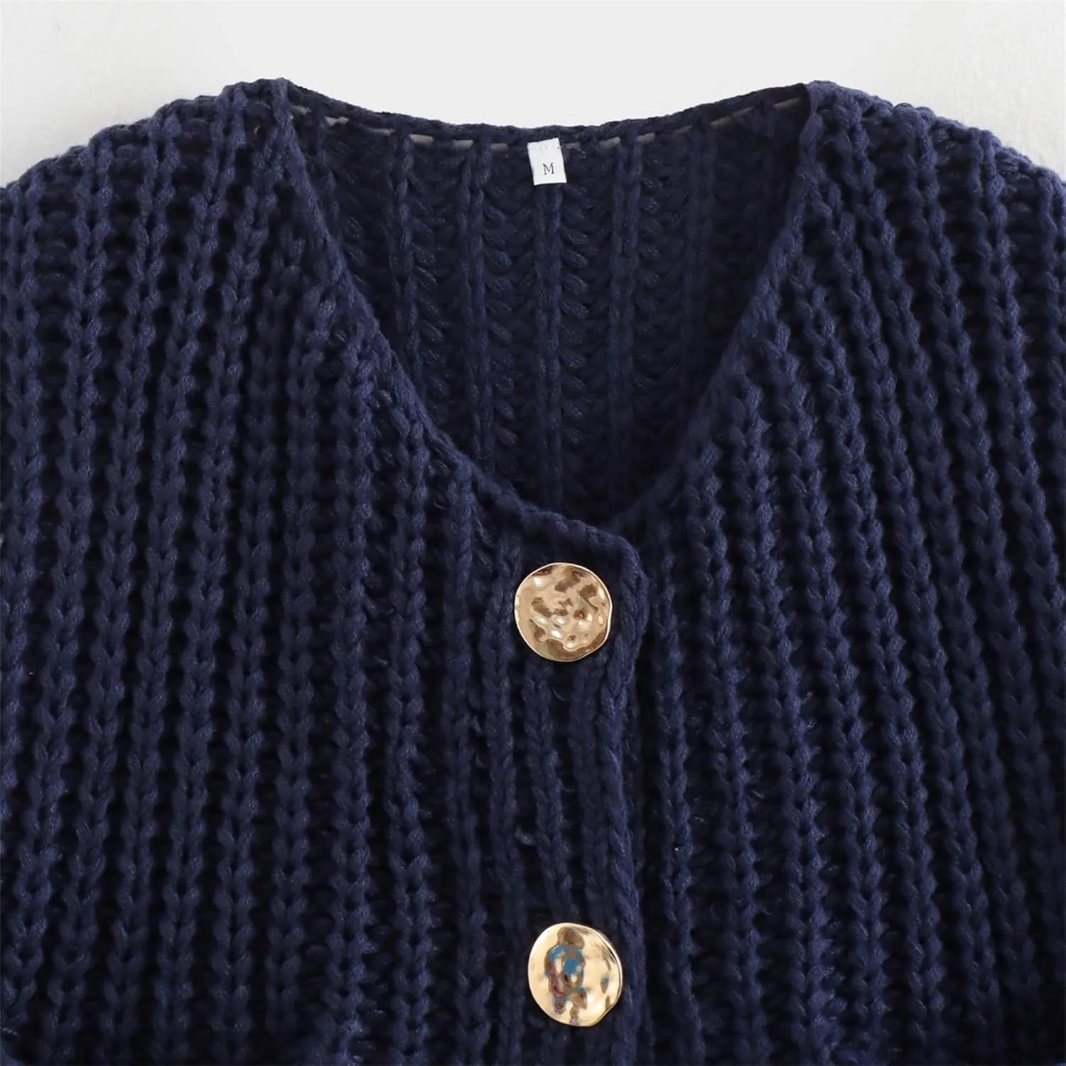 Womens Sweater Vest Fall Chunky Knit Top Gold Button Down Cropped Sleeveless Knitted Sweater Cardigan with Pockets