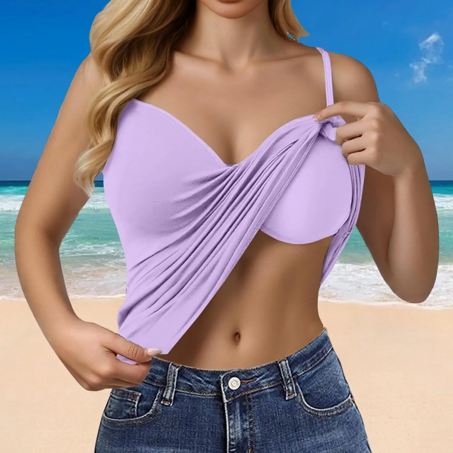 Womens Tank Tops with Built in Bra Summer Basic Padded Yoga Shirt Shelf Bras Workout Camisole Casual Undershirt
