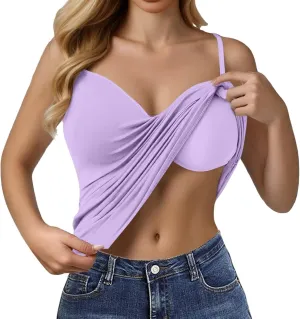 Womens Tank Tops with Built in Bra Summer Basic Padded Yoga Shirt Shelf Bras Workout Camisole Casual Undershirt