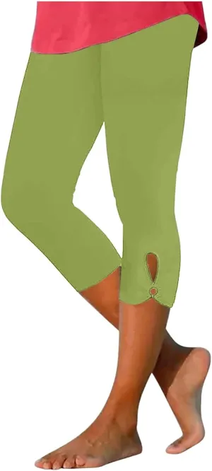 Womens Tummy Control High Waisted Leggings Summer Stretch Athletic Capri Causal Yoga Causal Shorts Pants