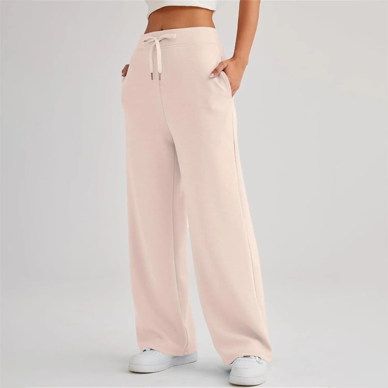 Womens Yoga Pants with Drawstring Pockets Straight-Leg Loose Comfy Modal Lounge Running Active Casual Sweatpants