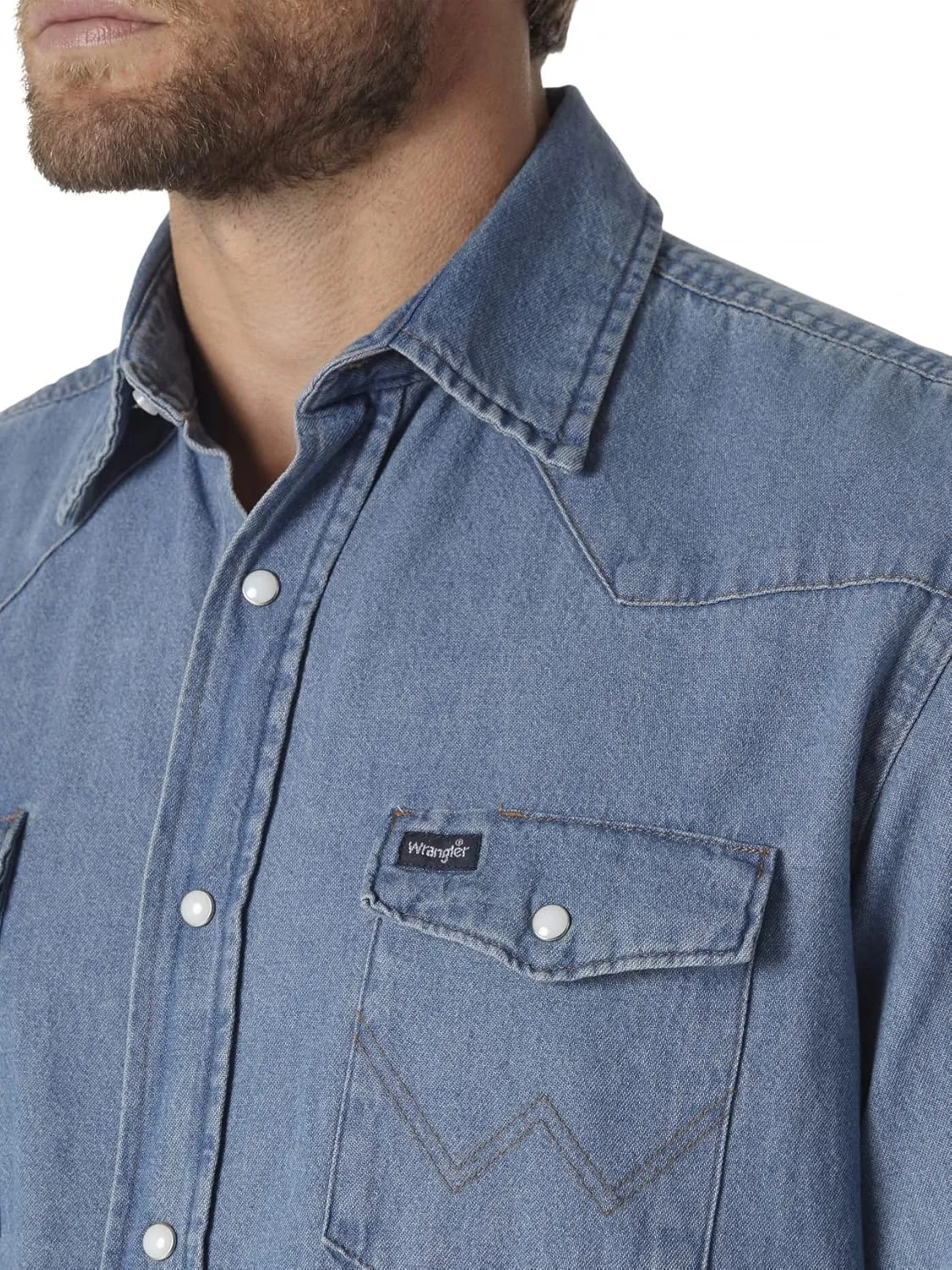 Wrangler Men's Cowboy Cut Western Long Sleeve Snap Work Shirt Firm Finish