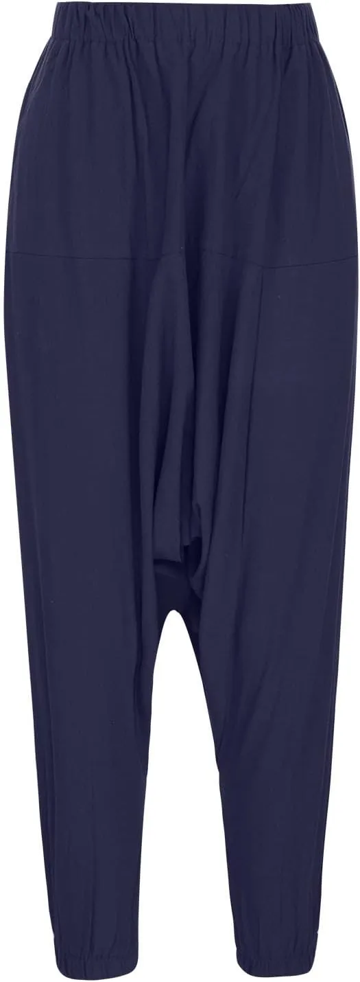 XUNRYAN Men's Linen Harem Palazzo Pants Lightweight Loose Fit Long Elastic Waist Casual Beach Yoga Trousers Cropped Joggers