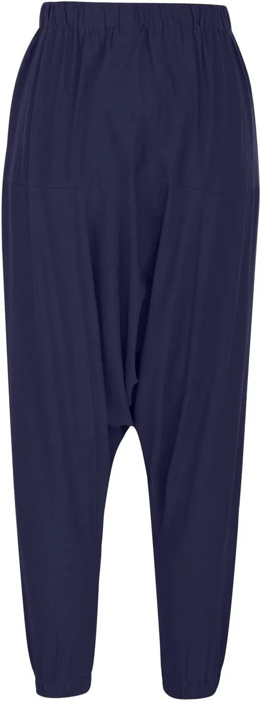 XUNRYAN Men's Linen Harem Palazzo Pants Lightweight Loose Fit Long Elastic Waist Casual Beach Yoga Trousers Cropped Joggers