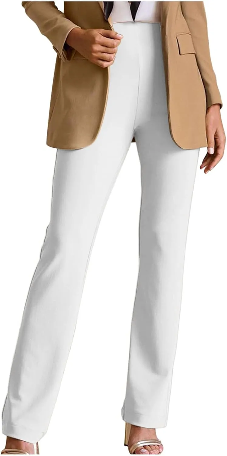 yardsong Dress Pants Women Bootcut Elastic High Waist Pull On Work Slacks Dressy Casual Slim Fit Solid Office Trousers