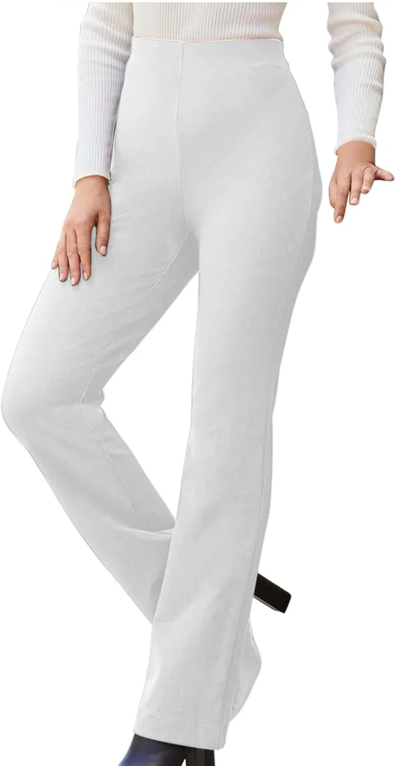 yardsong Dress Pants Women Bootcut Elastic High Waist Pull On Work Slacks Dressy Casual Slim Fit Solid Office Trousers