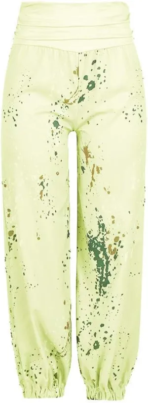 YOLAI Women Tie-dye Printed Trousers Palazzo Yoga High Elastic Waist Pants Band Loose Casual Pants