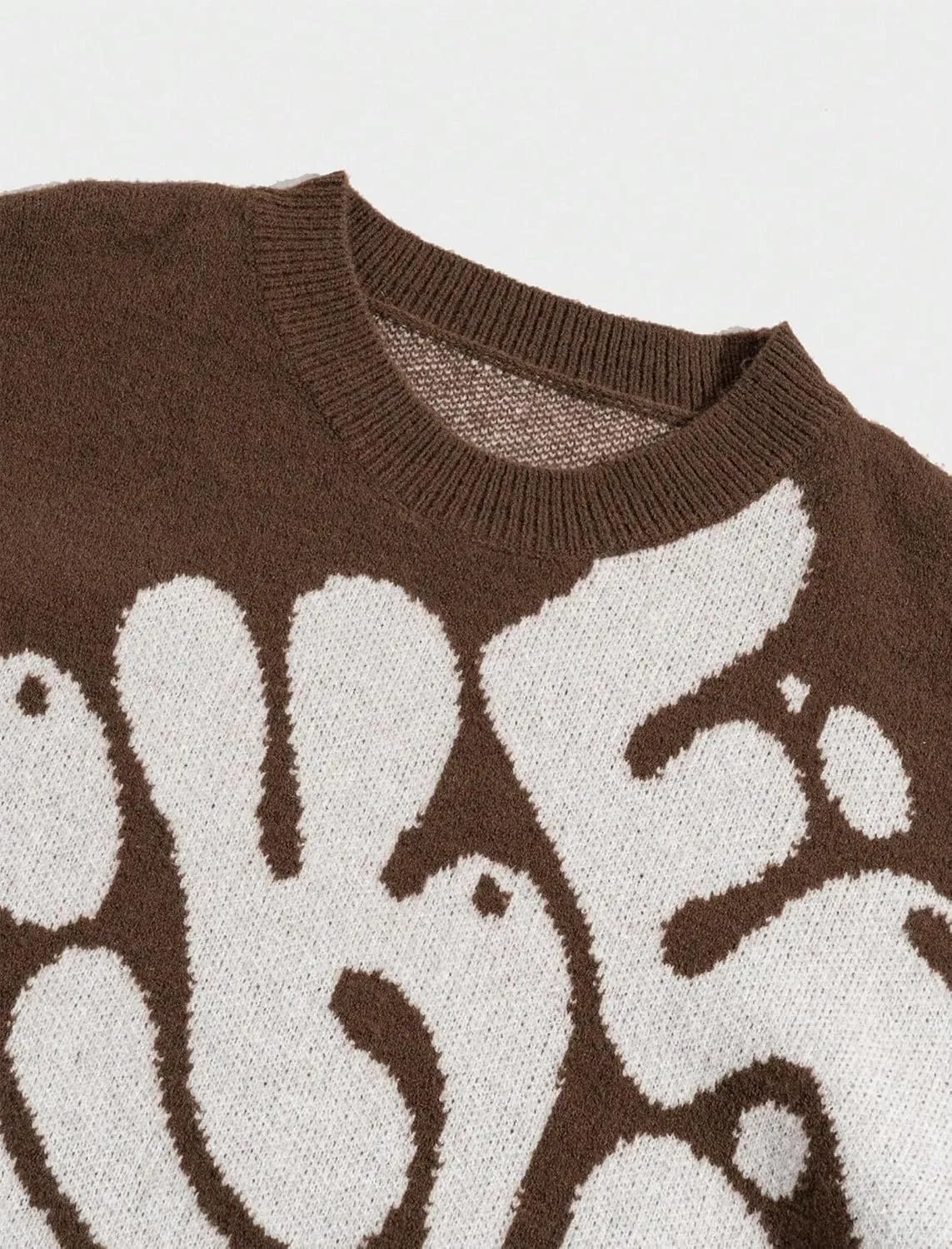 ZAFUL Men's Oversized Sweater Long Sleeve Crewneck Y2K Graphic Color Block Casual Knitted Pullover Sweater