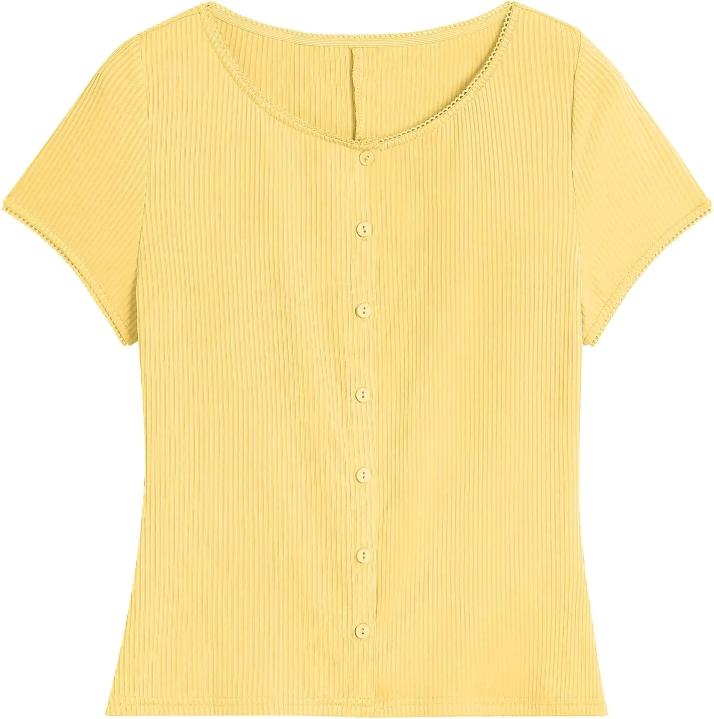 ZAFUL Women's Short Sleeve Shirt Crew Neck Button Down Cardigan T-Shirt Slim Fit Y2K Going Out Casual Fashion Tops