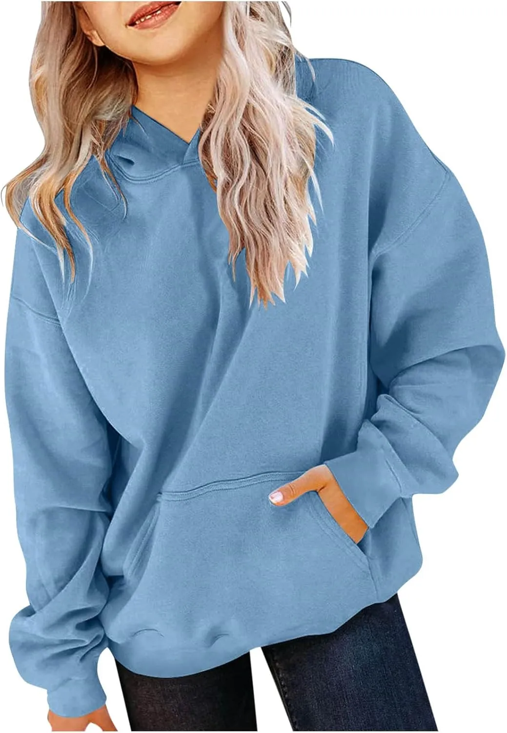 ZDRZK Hoodies for Girls Oversized Casual Fleece Cute Sweatshirts Long Sleeve Pullover Teen Girls Y2K Fall Clothes