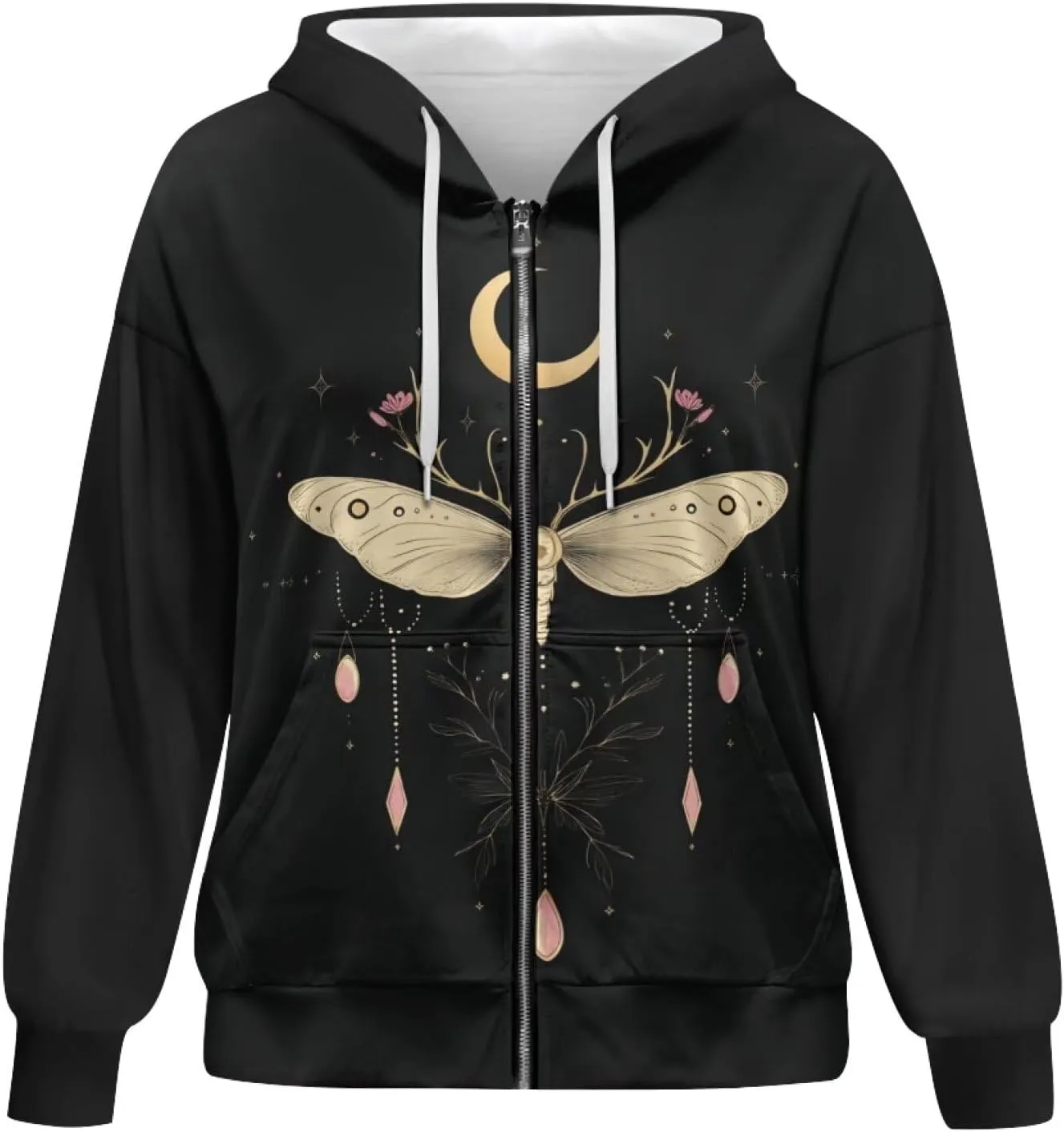 Zip Up Hoodie Fall Sweatshirts for Women Oversized Jacket Fall Clothes for Women 2024