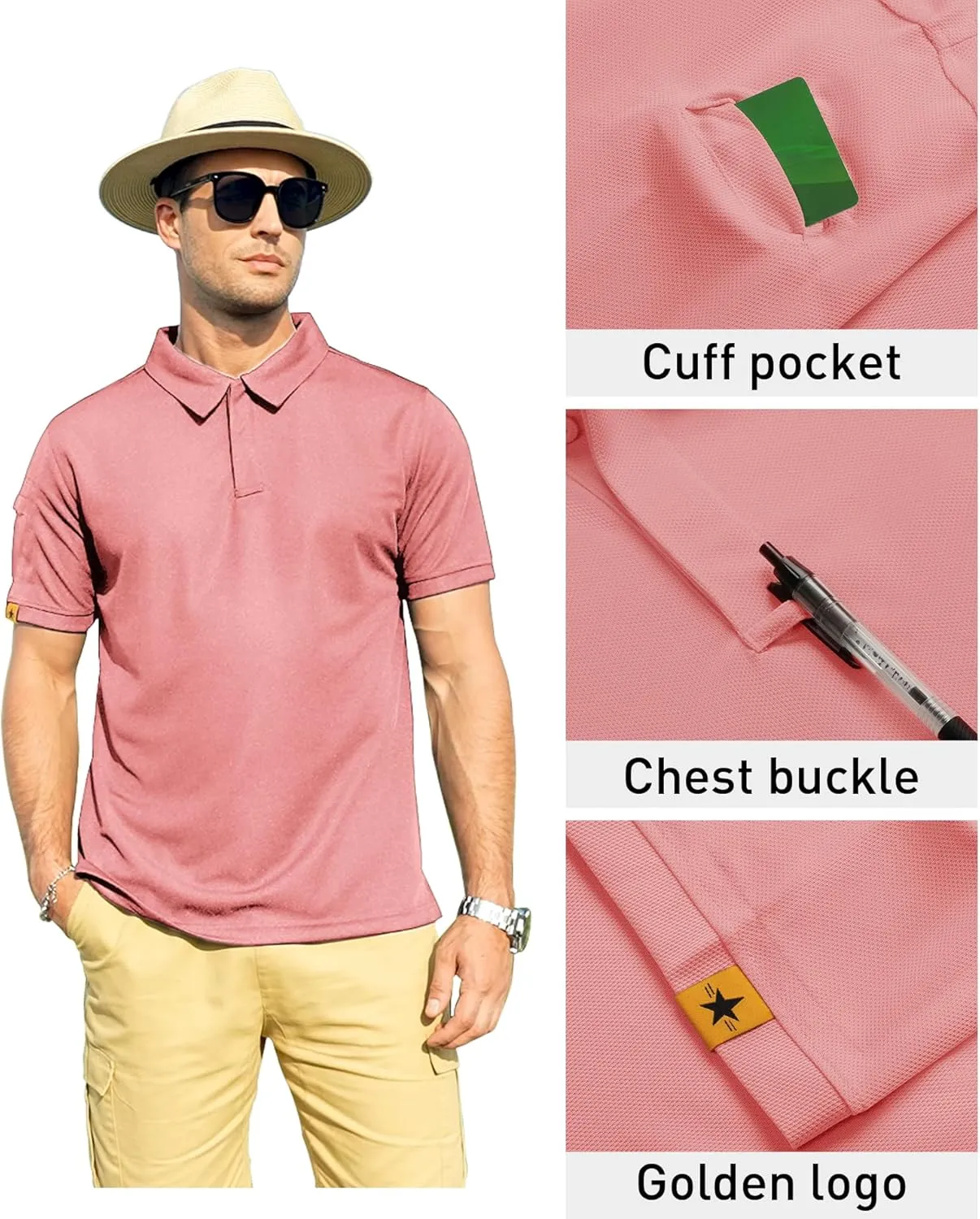 ZITY Mens Polo Shirt Short Sleeve Sports Tactical T-Shirt Athletic Golf Polos Daily Casual Stylish Collared Shirts for Men